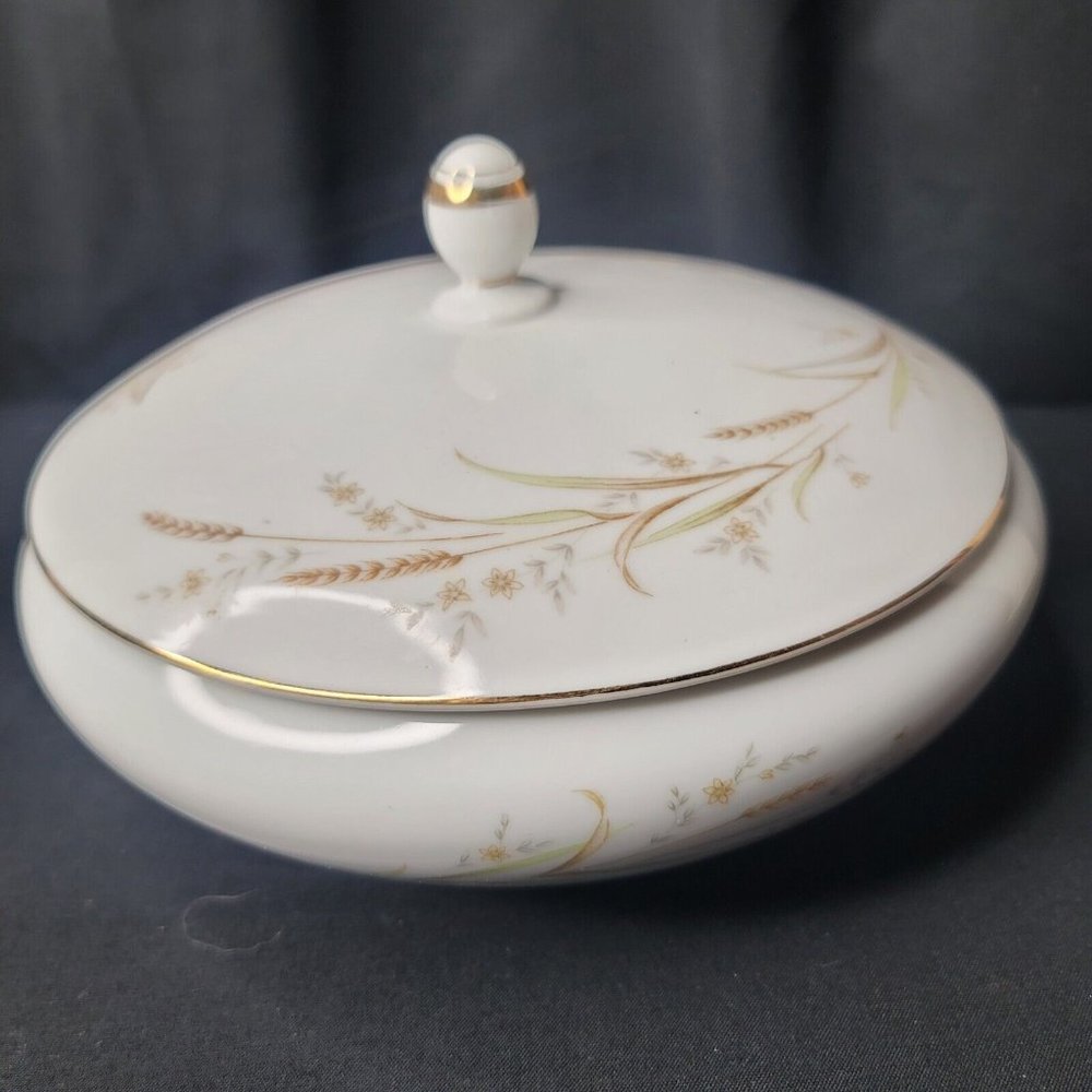 Golden Harvest Fine China Japan Wheat Soup Tureen Lidded Dish  Appx 9 x 3.5"